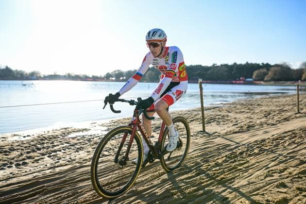 Belgian Michael Vanthourenhout pictured in action during the elite men race of the Waaslandcross cyclocross cycling event, Saturday 14 February 2026 in Sint-Niklaas, the seventh and last race of the Exact Cross competition. DAVIDxPINTENS  x163407642x