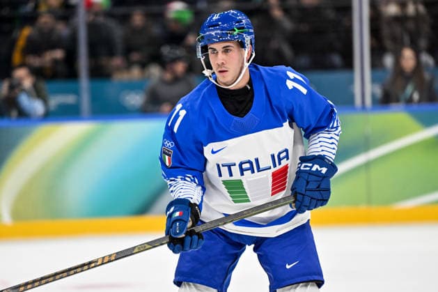 14 02 2026, Milano, Santa Giulia Ice hockey, Eishockey Arena, Winter Olympics: Finland - Italy (Ice Hockey), Marco Zanetti of Italy Milano Santa Giulia Ice Hockey Arena Lombardy Italy *** 14 02 2026, Milano, Santa Giulia Ice Hockey Arena, Winter Olympics Finland Italy Ice Hockey , Marco Zanetti of Italy Milano Santa Giulia Ice Hockey Arena Lombardy Italy Copyright: xJustPictures.ch AndreaxBrancax jp-en-AnBr-AB-AAB_919214022026