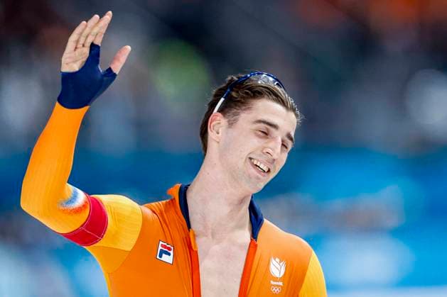 Jenning de Boo of the Netherlands celebrates after Men s 500m, Milano Cortina 2026 Winter Olympics: Day 8, Speed skating, Eisschnelllauf - Milano Cortina 2026 Winter Olympics: Day 8, Milano Speed Skating Stadium, February 14, 2026, Milan, Italy.