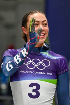 OLYMPICS - Winter Olympic Games, Olympische Spiele, Olympia, OS Milano Cortina 2026 CORTINA D AMPEZZO,ITALY,14.FEB.26 - OLYMPICS, SKELETON - Winter Olympic Games Milano Cortina 2026, women. Image shows Tabitha Stoecker (GBR).  GEPAxpictures xAlexanderxSolc