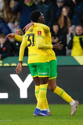 Norwich City v West Bromwich Albion Emirates FA Cup Mohamed Toure of Norwich celebrates scoring his sides 3rd goal during the Emirates FA Cup Fourth Round match at Carrow Road, Norwich 14 02 2026 Commissioned for use in Newsquest Norfolk titles only. All other titles fees apply. UK Newspapers OUT Copyright: xPaulxChestertonx FIL-22967-0132