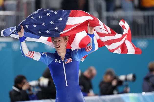 Winter Olympics - Speed skating, Eisschnelllauf Men s 500m Jordan Stolz of USA celebrates during the Speed Skating Men s 500m at the Olympic Winter games, Winterspiele,Spiele, Summer games Milan Cortina 2026, on February 14, 2026, at the Milano Speed Skating Stadium, in Milan, Italy. Photo by Alexis Jumeau ABACAPRESS.COM Milan Italy  Copyright: xJumeauxAlexis ABACAx