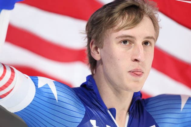 Winter Olympics - Speed skating, Eisschnelllauf Men s 500m Jordan Stolz of USA celebrates during the Speed Skating Men s 500m at the Olympic Winter games, Winterspiele,Spiele, Summer games Milan Cortina 2026, on February 14, 2026, at the Milano Speed Skating Stadium, in Milan, Italy. Photo by Alexis Jumeau ABACAPRESS.COM Milan Italy  Copyright: xJumeauxAlexis ABACAx