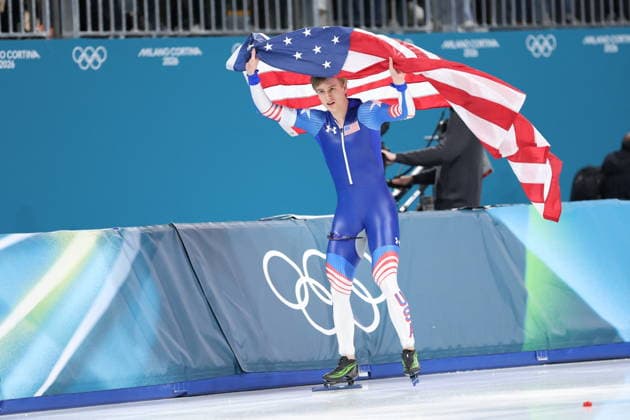 Winter Olympics - Speed skating, Eisschnelllauf Men s 500m Jordan Stolz of USA celebrates during the Speed Skating Men s 500m at the Olympic Winter games, Winterspiele,Spiele, Summer games Milan Cortina 2026, on February 14, 2026, at the Milano Speed Skating Stadium, in Milan, Italy. Photo by Alexis Jumeau ABACAPRESS.COM Milan Italy  Copyright: xJumeauxAlexis ABACAx