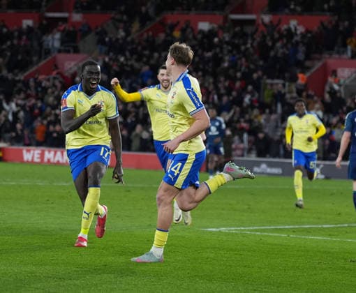 Southampton v Leicester City, FA Cup Fourth round, Football, St Marys Stadium, Southampton, UK - 14 Feb 2026 GOAL - James Bree of Southampton scores and put Saints I™m front during extra time. Southampton St Marys Stadium Southampton GBR, UK NEWSPAPERS OUT Copyright: xSeanxRyanx