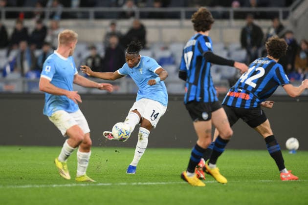 Tijjiani Noslin of SS Lazio scoring chance during the match of 25th day of the Serie A Championship between S.S.Lazio and Atalanta at the Olimpico Stadium on Feb 14, 2026 in Rome, Italy. during SS Lazio vs Atalanta BC, Italian soccer Serie A match in Rome, Italy, February 14 2026  Copyright: xRobertoxRamaccia IPAxSportx xipa-agency.netx xx IPA_71502930 IPA_Agency_IPA71502930