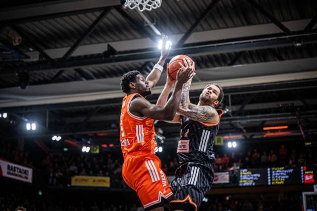 1 Basketball Bundesliga, easyCredit BBL, Season 2025 2026, Men, Main Round, Matchday 20, 14 02 2026, RASTA Vechta ratiopharm Ulm Christopher Ledlum 4 ratiopharm ulm in action Vechta RASTA Dome Lower Saxony Germany