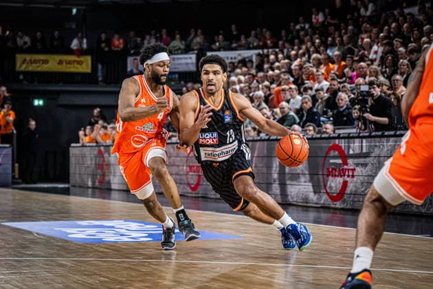 1 Basketball Bundesliga, easyCredit BBL, Season 2025 2026, Men, Main round, 20 Matchday, 14 02 2026, RASTA Vechta ratiopharm Ulm Mark Smith 13 ratiopharm ulm in action Vechta RASTA Dome Lower Saxony Germany