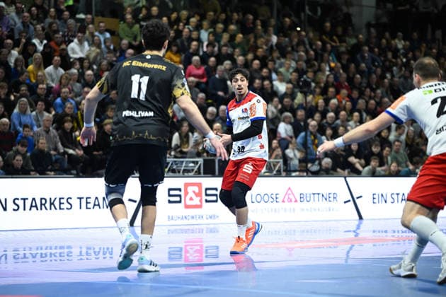 Yonatan Dayan HBW Balingen Weilstetten, 34 HC Elbflorenz 2006 vs HBW Balingen Weilstetten, 2 Handball Bundesliga Men, Season 2025 2026, 14 02 2026 HC Elbflorenz 2006 vs HBW Balingen Weilstetten, 2 Handball Bundesliga Men, Season 2025 2026, 14 02 2026 Dresden Copyright: xEibner-Pressefoto xHoepnerx EP_PHR