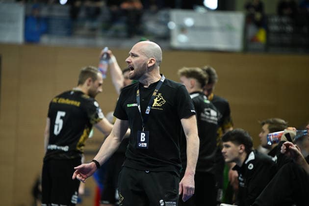 Andre Haber Head Coach HC Elbflorenz HC Elbflorenz 2006 vs HBW Balingen Weilstetten, 2 Handball Bundesliga Men, Season 2025 2026, 14 02 2026 HC Elbflorenz 2006 vs HBW Balingen Weilstetten, 2 Handball Bundesliga Men, Season 2025 2026, 14 02 2026 Dresden Copyright: xEibner-Pressefoto xHoepnerx EP_PHR