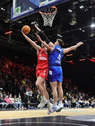 14 02 2026 Basketball Season 2025 2026 2 Bundesliga Pro A 23 Matchday Nuremberg Falcons Basketball Club NBC HAKRO Merlins Crailsheim Sportfoto Zink DaMa xdaxmax Tom Stoiber 28, Nuremberg Falcons BC NBC Brock Gardner 4, Hakro Merlins Crailsheim