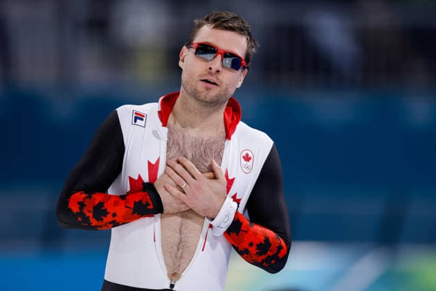 2026-02-14 Speed skating, Eisschnelllauf - Milano Cortina 2026 Winter Olympics - Day 8 MILAN, ITALY - FEBRUARY 14: Laurent Dubreuil of Canada reacts after competing in the Men s 500m during Day 8 of Speed Skating - Milano Cortina 2026 Winter Olympics at Milano Speed Skating Stadium on February 14, 2026 in Milan, Italy. (Photo by Joris Verwijst BSR Agency) Milan Italy Content not available for redistribution in The Netherlands directly or indirectly through any third parties. Copyright: xBSRxAgencyx