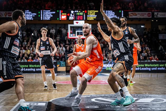 1 Basketball Bundesliga, easyCredit BBL, Season 2025 2026, Men, Main Round, Matchday 20, 14 02 2026, RASTA Vechta ratiopharm Ulm Tommy Kuhse 12 RASTA Vechta in action Vechta RASTA Dome Lower Saxony Germany