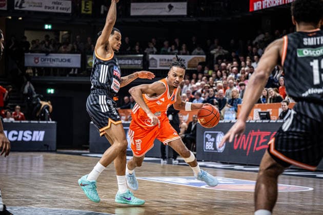 1 Basketball Bundesliga, easyCredit BBL, Season 2025 2026, Men, Main Round, Matchday 20, 14 02 2026, RASTA Vechta ratiopharm Ulm Alonzo Verge 11 RASTA Vechta in action Vechta RASTA Dome Lower Saxony Germany