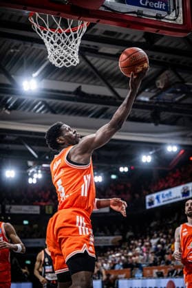 1 Basketball Bundesliga, easyCredit BBL, Season 2025 2026, Men, Main Round, Matchday 20, 14 02 2026, RASTA Vechta ratiopharm Ulm TJ Bamba 5 RASTA Vechta at Korbleger Vechta RASTA Dome Niedersachsen Germany