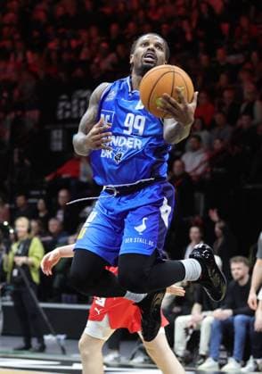 14 02 2026 Basketball Season 2025 2026 2 Bundesliga Pro A 23 Matchday Nuremberg Falcons Basketball Club NBC HAKRO Merlins Crailsheim Sportfoto Zink DaMa xdaxmax Vincent Shahid 99, Hakro Merlins Crailsheim