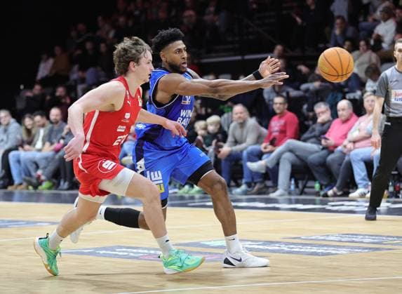 14 02 2026 Basketball Season 2025 2026 2 Bundesliga Pro A 23 Matchday Nuremberg Falcons Basketball Club NBC HAKRO Merlins Crailsheim Sportfoto Zink DaMa xdaxmax Cartee Dean Whitt 2, Nuremberg Falcons BC NBC Anthony Gaines 9, Hakro Merlins Crailsheim