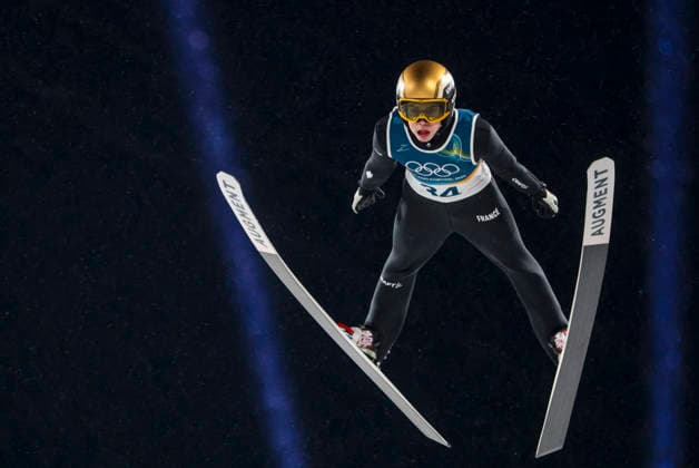 OLYMPICS - Winter Olympic Games, Olympische Spiele, Olympia, OS Milano Cortina 2026 PREDAZZO,ITALY,14.FEB.26 - OLYMPICS, Ski jumping, Skispringen, Ski, nordisch - Winter Olympic Games Milano Cortina 2026, large hill, men. Image shows Valentin Foubert (FRA).  GEPAxpictures xMatthiasxTrinkl