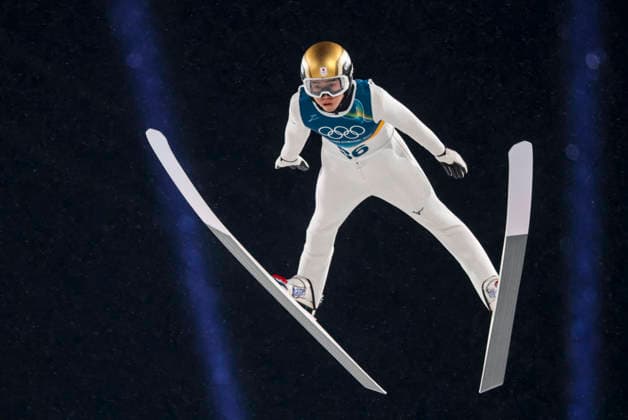 OLYMPICS - Winter Olympic Games, Olympische Spiele, Olympia, OS Milano Cortina 2026 PREDAZZO,ITALY,14.FEB.26 - OLYMPICS, Ski jumping, Skispringen, Ski, nordisch - Winter Olympic Games Milano Cortina 2026, large hill, men. Image shows Naoki Nakamura (JPN).  GEPAxpictures xMatthiasxTrinkl