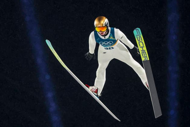 OLYMPICS - Winter Olympic Games, Olympische Spiele, Olympia, OS Milano Cortina 2026 PREDAZZO,ITALY,14.FEB.26 - OLYMPICS, Ski jumping, Skispringen, Ski, nordisch - Winter Olympic Games Milano Cortina 2026, large hill, men. Image shows Kacper Tomasiak (POL).  GEPAxpictures xMatthiasxTrinkl