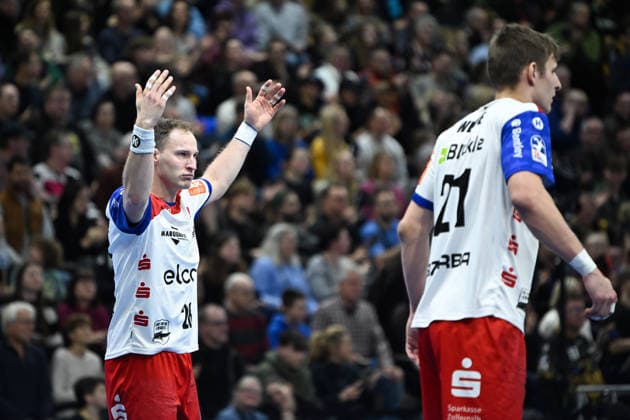 Tobias Heinzelmann HBW Balingen Weilstetten, 28 HC Elbflorenz 2006 vs HBW Balingen Weilstetten, 2 Handball Bundesliga Men, Season 2025 2026, 14 02 2026 HC Elbflorenz 2006 vs HBW Balingen Weilstetten, 2 Handball Bundesliga Men, Season 2025 2026, 14 02 2026 Dresden Copyright: xEibner-Pressefoto xHoepnerx EP_PHR
