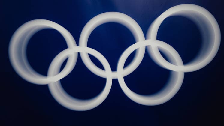 OLYMPICS - Winter Olympic Games, Olympische Spiele, Olympia, OS Milano Cortina 2026 CORTINA D AMPEZZO,ITALY,14.FEB.26 - OLYMPICS, SKELETON - Winter Olympic Games Milano Cortina 2026, women. Image shows a feature of the olympic rings.  GEPAxpictures xAlexanderxSolc
