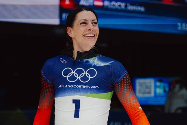 OLYMPICS - Winter Olympic Games, Olympische Spiele, Olympia, OS Milano Cortina 2026 CORTINA D AMPEZZO,ITALY,14.FEB.26 - OLYMPICS, SKELETON - Winter Olympic Games Milano Cortina 2026, women. Image shows Janine Flock (AUT).  GEPAxpictures xAlexanderxSolc