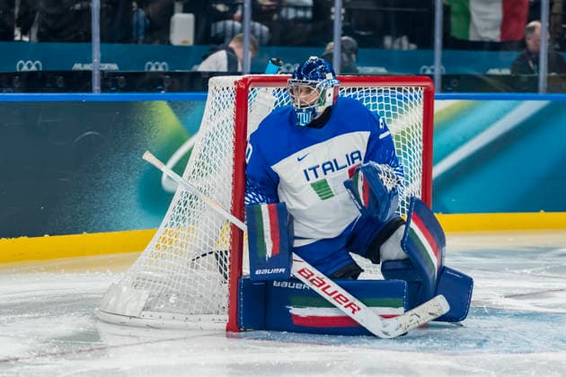February 14, 2026, Milan, Lombardy, Italy: Team Italy prepares to play against Team Finland in the Preliminary Round Group B at the Milano Santagiulia Ice hockey, Eishockey Arena in MILAN, Italy during the 2026 Milano Cortina Winter Olympics. Team Finland defeats team Italy 11:0. Milan Italy - ZUMAa161 20260214_oly_a161_046 Copyright: xWalterxG.xArcex