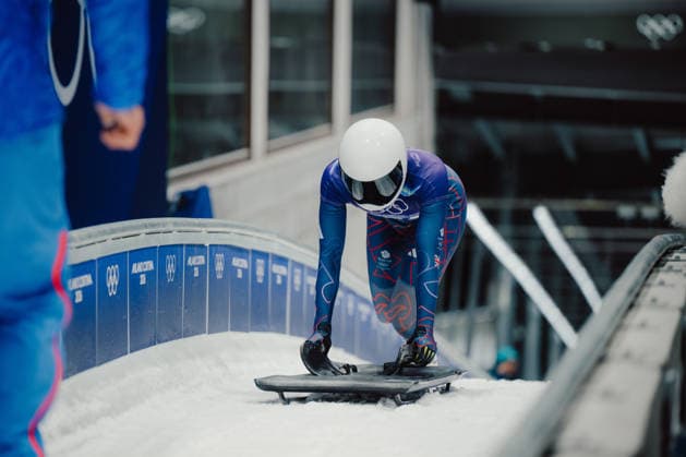 OLYMPICS - Winter Olympic Games, Olympische Spiele, Olympia, OS Milano Cortina 2026 CORTINA D AMPEZZO,ITALY,14.FEB.26 - OLYMPICS, SKELETON - Winter Olympic Games Milano Cortina 2026, women. Image shows Tabitha Stoecker (GBR).  GEPAxpictures xAlexanderxSolc