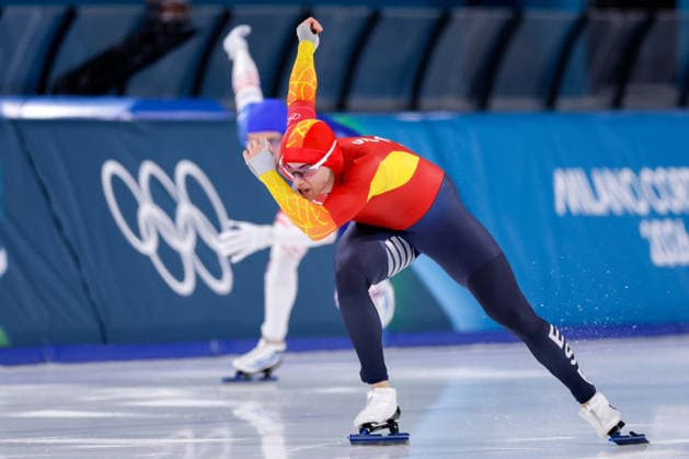2026-02-14 Speed skating, Eisschnelllauf - Milano Cortina 2026 Winter Olympics - Day 8 MILAN, ITALY - FEBRUARY 14: Nil Llop Izquierdo of Spain competing in the Men s 500m during Day 8 of Speed Skating - Milano Cortina 2026 Winter Olympics at Milano Speed Skating Stadium on February 14, 2026 in Milan, Italy. (Photo by Joris Verwijst BSR Agency) Milan Italy Content not available for redistribution in The Netherlands directly or indirectly through any third parties. Copyright: xBSRxAgencyx