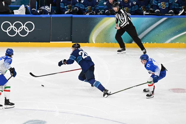 February 14, 2026, Milano, Lombardia, Italy: Sebastian Aho (FIN),Marco Zanetti (ITA) during the Winter Olympic Games, Olympische Spiele, Olympia, OS Milano Cortina 2026, at the Milano Santagiulia IHO Arena, on February 14, 2026 in Milano, Italy Milano Italy - ZUMAm345 20260214_oly_m345_037 Copyright: xFedericoxManonix
