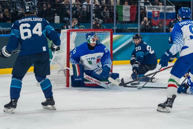 February 14, 2026, Milan, Lombardy, Italy: Forward Sebastian Aho 20 of Team Finland makes a goal against Team Italy in the Preliminary Round Group B at the Milano Santagiulia Ice hockey, Eishockey Arena in MILAN, Italy during the 2026 Milano Cortina Winter Olympics. Olympics 2026: Milano Cortina: Ice Hockey Mens: Sebastian Aho  - ZUMAa161 20260214_oly_a161_084 Copyright: xWalterxG.xArcex