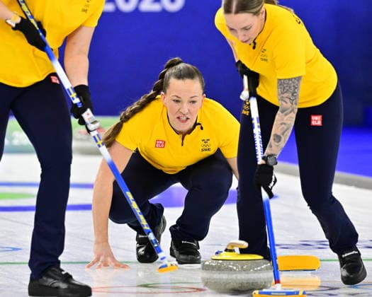 CORTINA, ITALY 20260214 Sweden s Agnes Knochenhauer and Sara McManus of Team Hasselborg during the women s group stage match, round 5, between Italy and Sweden in the Olympic curling in Cortina. *** The image is included in the SPORTS PACKAGE. For others PAYMENT IMAGE ** CORTINA ITALY x10030x *** CORTINA, ITALY 20260214 Sweden s Agnes Knochenhauer and Sara McManus of Team Hasselborg during the women s group stage match, round 5, between Italy and Sweden in the Olympic curling in Cortina The image is included in the SPORTS PACKAGE For others PAYMENT IMAGE CORTINA ITALY x10030x  Copyright: xJonasxEkströmer TTx OLYMPICS 2026 CURLING WOMEN ITALY-SWEDEN