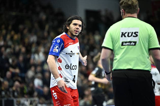 Tim Ruggiero Matthes HBW Balingen Weilstetten, 4 HC Elbflorenz 2006 vs HBW Balingen Weilstetten, 2 Handball Bundesliga Men, Season 2025 2026, 14 02 2026 HC Elbflorenz 2006 vs HBW Balingen Weilstetten, 2 Handball Bundesliga Men, Season 2025 2026, 14 02 2026 Dresden Copyright: xEibner-Pressefoto xHoepnerx EP_PHR