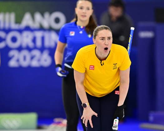 CORTINA, ITALY 20260214 Sweden s Agnes Knochenhauer and Sara McManus of Team Hasselborg during the women s group stage match, round 5, between Italy and Sweden in the Olympic curling in Cortina. *** The image is included in the SPORTS PACKAGE. For others PAYMENT IMAGE ** CORTINA ITALY x10030x *** CORTINA, ITALY 20260214 Sweden s Agnes Knochenhauer and Sara McManus of Team Hasselborg during the women s group stage match, round 5, between Italy and Sweden in the Olympic curling in Cortina The image is included in the SPORTS PACKAGE For others PAYMENT IMAGE CORTINA ITALY x10030x  Copyright: xJonasxEkströmer TTx OLYMPICS 2026 CURLING WOMEN ITALY-SWEDEN
