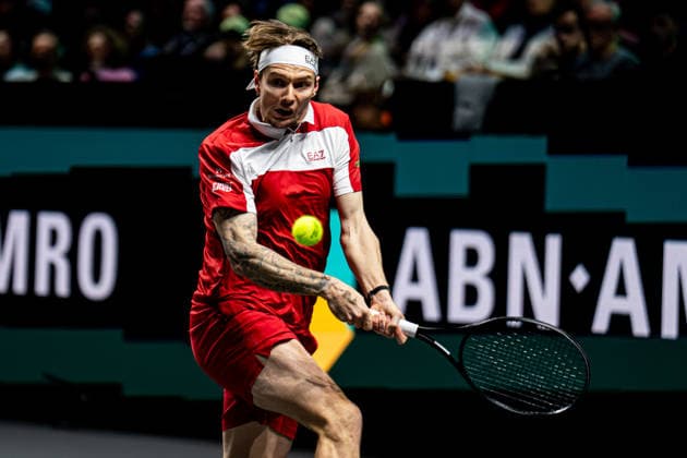 2026-02-14 ABN AMRO Open - Day Six ROTTERDAM, NETHERLANDS - FEBRUARY 14: Alexander Bublik competing during Day Six of the ABN AMRO Open at Rotterdam Ahoy on February 14, 2026 in Rotterdam, Netherlands. (Photo by Gabriel Calvino Alonso BSR Agency) Rotterdam Netherlands Content not available for redistribution in The Netherlands directly or indirectly through any third parties. Copyright: xBSRxAgencyx