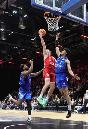 14 02 2026 Basketball Season 2025 2026 2 Bundesliga Pro A 23 Matchday Nuremberg Falcons Basketball Club NBC HAKRO Merlins Crailsheim Sportfoto Zink DaMa xdaxmax Xavier Johnson 12, Hakro Merlins Crailsheim Cartee Dean Whitt 2, Nuremberg Falcons BC NBC Gabriel de Oliveira 1, Hakro Merlins Crailsheim