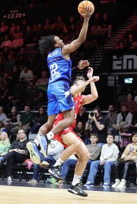 14 02 2026 Basketball Season 2025 2026 2 Bundesliga Pro A 23 Matchday Nuremberg Falcons Basketball Club NBC HAKRO Merlins Crailsheim Sportfoto Zink DaMa xdaxmax Antonio Dewane Madlock Jr 22, Hakro Merlins Crailsheim Christian Feneberg 7, Nuremberg Falcons BC NBC