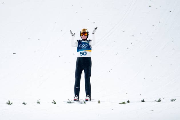 PREVC Domen (Slowenien) jubelt im Ziel ueber einen guten Sprung, ITA, Olympische Spiele Milano Cortina 2026, Olympia, Skispringen, Großschanze Herren Einzel, 14.02.2026 ITA, Olympische Spiele Milano Cortina 2026, Olympia, Skispringen, Großschanze Herren Einzel, 14.02.2026 Predazzo *** PREVC Domen Slovenia celebrates a good jump at the finish, ITA, Olympic Games Milano Cortina 2026, Olympics, Ski jumping, Large hill mens singles, 14 02 2026 ITA, Olympic Games Milano Cortina 2026, Olympics, Ski jumping, Large hill mens singles, 14 02 2026 Predazzo Copyright: xEibner-Pressefoto Memmlerx EP_MMR
