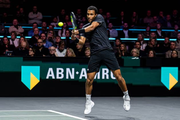 2026-02-14 ABN AMRO Open - Day Six ROTTERDAM, NETHERLANDS - FEBRUARY 14: Felix Auger-Aliassime competing during Day Six of the ABN AMRO Open at Rotterdam Ahoy on February 14, 2026 in Rotterdam, Netherlands. (Photo by Gabriel Calvino Alonso BSR Agency) Rotterdam Netherlands Content not available for redistribution in The Netherlands directly or indirectly through any third parties. Copyright: xBSRxAgencyx