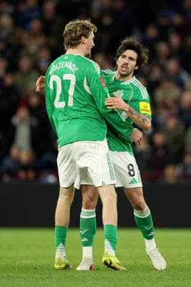 Aston Villa v Newcastle United - Emirates FA Cup Fourth Round Sandro Tonali and Nick Woltemade of Newcastle United celebrate equalizing goal during the Emirates FA Cup Fourth Round match between Aston Villa and Newcastle United on February 14, 2026 in Birmingham, England. WARNING! This Photograph May Only Be Used For Newspaper And Or Magazine Editorial Purposes. May Not Be Used For Publications Involving 1 player, 1 Club Or 1 Competition Without Written Authorisation From Football DataCo Ltd. For Any Queries, Please Contact Football DataCo Ltd on +44 (0) 207 864 9121 Birmingham Villa Park England United Kingdom Copyright: xAllstarxPicturexLibraryxLtdx