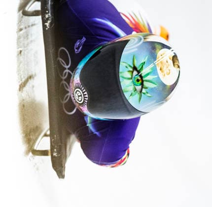 February 14, 2026, Cortina D ampezzo, Lombardy, Italy: Kellie Delka of Puerto Rico competes in the third run of the Women s Skeleton at the Cortina Sliding Centre for the Milano Cortina 2026 Winter Olympics. Cortina D ampezzo Italy - ZUMAsc5_ 20260214_oly_sc5_005 Copyright: xErichxSchlegelx