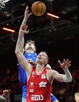 14 02 2026 Basketball Season 2025 2026 2 Bundesliga Pro A 23 Matchday Nuremberg Falcons Basketball Club NBC HAKRO Merlins Crailsheim Sportfoto Zink DaMa xdaxmax Nic Nicholas Welp 20, Hakro Merlins Crailsheim Trevor James Baskin 22, Nuremberg Falcons BC NBC
