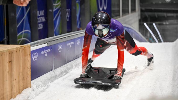 OLYMPICS - Winter Olympic Games, Olympische Spiele, Olympia, OS Milano Cortina 2026 CORTINA D AMPEZZO,ITALY,14.FEB.26 - OLYMPICS, SKELETON - Winter Olympic Games Milano Cortina 2026, women. Image shows Janine Flock (AUT).  GEPAxpictures xAlexanderxSolc