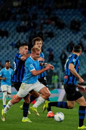 CALCIO - Serie A - SS Lazio vs Atalanta BC Gustav Isaksen of SS Lazio and Nikola Krstovic of Atalanta during SS Lazio vs Atalanta BC, Italian soccer Serie A match in Rome, Italy, February 14 2026 Rome Italy  Copyright: xIPAxSport ABACAx