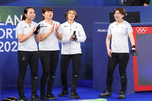 Japan team group, Mannschaftsbild, Totale (JPN), FEBRUARY 14, 2026 - Curling : Women s Round Robin match between Switzerland - Japan during the Milano Cortina 2026 Olympic Winter games, Winterspiele,Spiele, Summer games at Cortina Curling Olympic Stadium in Cortina d Ampezzo, Italy. Noxthirdxpartyxsales  aflo_319779050