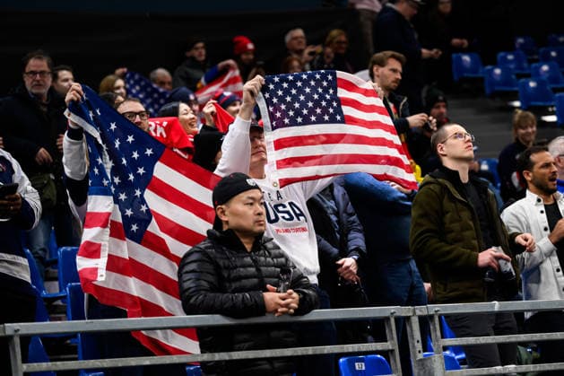260214 Fans of USA ahead of the men s Ice hockey, Eishockey game between USA and Denmark during day 8 of the 2026 Winter Olympics on February 14, 2026 in Milan. Photo: Emma Wallskog BILDBYRAN kod EW EW0635 ishockey ice hockey Olympic Games, Olympische Spiele, Olympia, OS olympics winter olympics os ol olympiska spel vinter-os olympiske leker milano cortina 2026 milan cortina 2026 milano cortina 2026 olympic games milano cortina 2026 winter olympic games milano cortina-os milano cortina-ol vinter-ol 8 bbeng usa denmark danmark publik *** 260214 Fans of USA ahead of the men s ice hockey game between USA and Denmark during day 8 of the 2026 Winter Olympics on February 14, 2026 in Milan Photo Emma Wallskog BILDBYRAN code EW EW0635 ice hockey ice hockey olympic games olympics winter olympics os ol olympiska spel vinter os olympiske leker milano cortina 2026 milan cortina 2026 milano cortina 2026 olympic games milano cortina 2026 winter olympic games milano cortina os milano cortina ol vinter ol 8 bbeng usa denmark danmark publik  Copyright: EMMAxWALLSKOG BB260214EW072