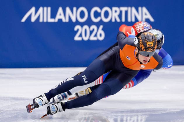 2026-02-14 Short Track Speed skating, Eisschnelllauf - Milano Cortina 2026 Winter Olympics - Day 8 MILAN, ITALY - FEBRUARY 14: Jens van t Wout of the Netherlands competing in the Men s 1500m during Day 8 of Short Track Speed Skating - Milano Cortina 2026 Winter Olympics at Milano Ice Skating Arena on February 14, 2026 in Milan, Italy. (Photo by Joris Verwijst BSR Agency) Milan Italy Content not available for redistribution in The Netherlands directly or indirectly through any third parties. Copyright: xBSRxAgencyx