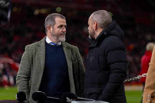 Football - FA Cup - 4th Round - Liverpool FC v Brighton & Hove Albion FC LIVERPOOL, ENGLAND - Saturday, February 14, 2026: Former Liverpool players David Thompson and Jay Spearing (R) before the FA Cup 4th Round match between Liverpool FC and Brighton & Hove Albion at Anfield. (Photo by David Rawcliffe Propaganda) LIVERPOOL Anfield MERSEYSIDE ENGLAND  Copyright: xPropagandaxPhotoxAgencyx P2026-02-14-Liverpool_Brighton-36