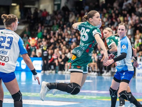 Lara Daeuble Frisch Auf Frauen, 95 kommt frei zum Wurf, Frisch Auf Goeppingen vs Sport Union Neckarsulm, Handball, 1 Bundesliga, Season 2025 2026, 14 02 2026 Frisch Auf Goeppingen vs Sport Union Neckarsulm, Handball, 1 Bundesliga, Season 2025 2026, 14 02 2026 Goeppingen Copyright: xMichaelxSchmidt Eibner-Pressefotx EP_MST